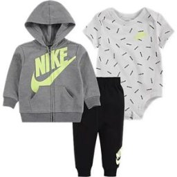 Nike Kids Body à Manches Courtes Just Do It Toss 3 Unités Black 0-3 Mois Garçon,Fille