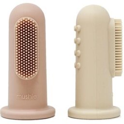 Mushie Finger Toothbrush brosse à dents de doigt pour bébé Shifting Sand/Blush 2 pcs