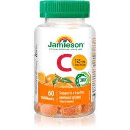 Jamieson C Gummies 125 mg capsules molles à mâcher pour renforcer le système immunitaire, retrouver une belle peau, de beaux ongles et des dents en bonne santé saveur Tangy Orange 60 pcs