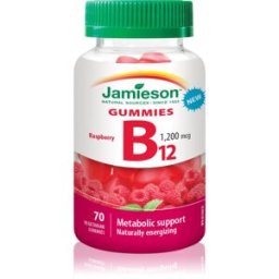 Jamieson B12 Gummies 1200 mcg capsules molles à mâcher pour favoriser le métabolisme énergétique saveur Raspberry 70 pcs