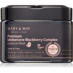 Mary&May Premium Idebenone Blackberry Complex Essence Mask masque hydratant en tissu effet raffermissant grand format 20 pcs