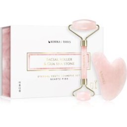 KORIKA Tools Face Roller & Gua Sha rouleau de massage visage et accessoire de massage Quartz Pink