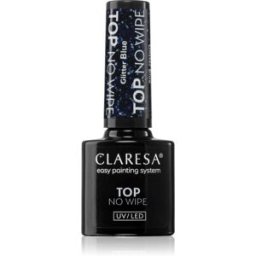 Claresa UV/LED Top Glitter No Wipe vernis top coat gel pailleté teinte Glitter Blue 5 g