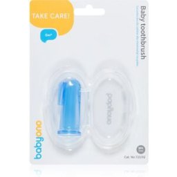 BabyOno Take Care First Toothbrush brosse à dents de doigt pour bébé avec étui Blue 1 pcs