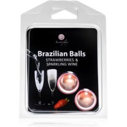 Secret play Brazilian 2 Balls Set huile pour le corps Strawberry and Sparkling Wine 8 g
