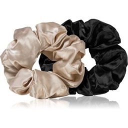 BrushArt Hair Large satin scrunchie set élastiques à cheveux Cream & Black