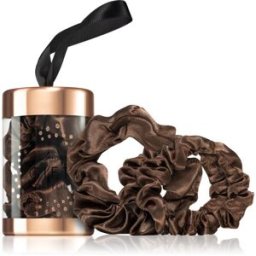 BrushArt Gift for You Slim & Midi satin scrunchie set élastiques à cheveux Chocolate brown 3 pcs