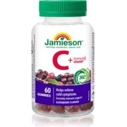 Jamieson C + Immune Shield Gummies capsules molles à mâcher pour soutenir le système immunitaire saveur Elderberry 60 pcs