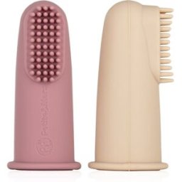 Petite&Mars Take&Match 0m+ brosse à dents de doigt pour bébé avec étui Rose&Sand 2 pcs