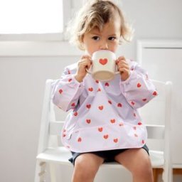 Lässig Lot de 2 bavoirs manches longues Happy Rascals Coeur lavande