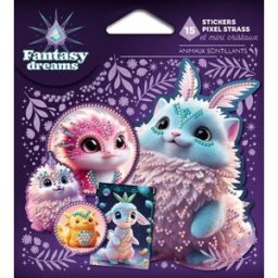Animaux scintillants : 15 stickers pixel strass et mini cristaux Fleurus Fleurus