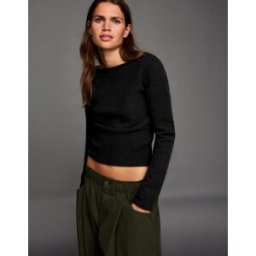 Bershka Pull En Maille Col Bateau Femme S Noir