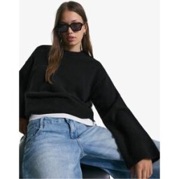 Bershka Pull Oversize Col Rond Femme S Noir