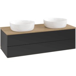 Villeroy und Boch Meuble vasque Villeroy & Boch Antao K24011PD 120 x 36 x 50 cm, plan vasque couleur chêne miel, laque noire mate