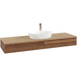 Villeroy und Boch Meuble vasque Villeroy & Boch Antao K14051HM 160 x 19 x 50 cm, percé pour robinetterie, plan vasque couleur chêne miel, noyer chaud