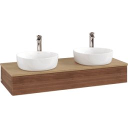 Villeroy und Boch Meuble vasque Villeroy & Boch Antao K13151HM 120 x 19 x 50 cm, percé pour robinetterie, plan vasque couleur chêne miel, noyer chaud