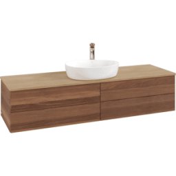 Villeroy und Boch Meuble vasque Villeroy & Boch Antao K25151HM 160 x 36 x 50 cm, percé pour robinetterie, plan vasque couleur chêne miel, noyer chaud