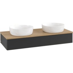 Villeroy und Boch Meuble vasque Villeroy & Boch Antao K13111PD 120 x 19 x 50 cm, plan vasque couleur chêne miel, laque noire mate