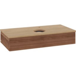 Villeroy und Boch Meuble vasque Villeroy & Boch Antao K09151HM 100 x 19 x 50 cm, percé pour robinetterie, plan vasque couleur chêne miel, noyer chaud
