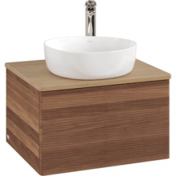 Villeroy und Boch Meuble vasque Villeroy & Boch Antao K29151HM 60x36x50cm, percé pour robinetterie, plan vasque couleur chêne miel, noyer chaud