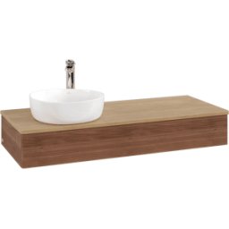 Villeroy und Boch Meuble vasque Villeroy & Boch Antao K11151HM 120 x 19 x 50 cm, percé pour robinetterie, plan vasque couleur chêne miel, noyer chaud