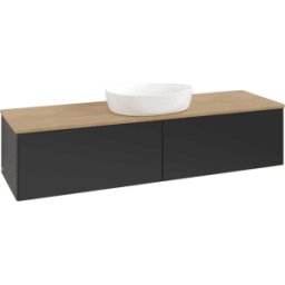 Villeroy und Boch Meuble vasque Villeroy & Boch Antao K36011PD 160 x 36 x 50 cm, plan vasque couleur chêne miel, laque noire mate
