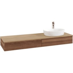 Villeroy und Boch Meuble vasque Villeroy & Boch Antao K16151HM 160 x 19 x 50 cm, percé pour robinetterie, plan vasque couleur chêne miel, noyer chaud