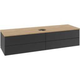 Villeroy und Boch Meuble vasque Villeroy & Boch Antao K25111PD 160 x 36 x 50 cm, plan vasque couleur chêne miel, laque noire mate