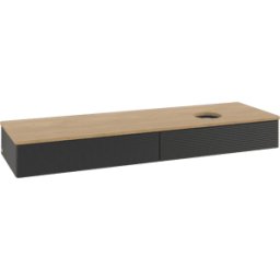 Villeroy und Boch Meuble vasque Villeroy & Boch Antao K16111PD 160 x 19 x 50 cm, plan vasque couleur chêne miel, laque noire mate