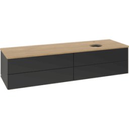 Villeroy und Boch Meuble vasque Villeroy & Boch Antao K27051PD 160 x 36 x 50 cm, percé pour robinetterie, plan vasque couleur chêne miel, laque noire mate