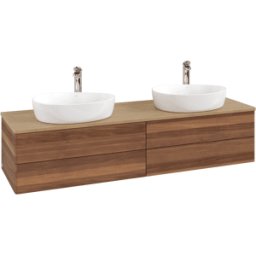 Villeroy und Boch Meuble vasque Villeroy & Boch Antao K28051HM 160 x 36 x 50 cm, percé pour robinetterie, plan vasque couleur chêne miel, noyer chaud