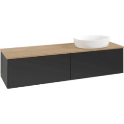 Villeroy und Boch Meuble vasque Villeroy & Boch Antao K38011PD 160 x 36 x 50 cm, plan vasque couleur chêne miel, laque noire mate