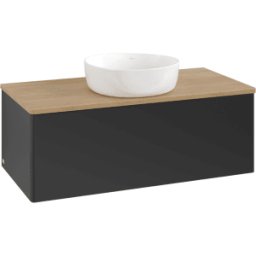 Villeroy und Boch Meuble vasque Villeroy & Boch Antao K31011PD 100 x 36 x 50 cm, plan vasque couleur chêne miel, laque noire mate