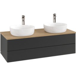 Villeroy und Boch Meuble vasque Villeroy & Boch Antao K24151PD 120 x 36 x 50 cm, percé pour robinetterie, plan vasque couleur chêne miel, laque noire mate