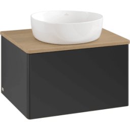 Villeroy und Boch Meuble vasque Villeroy & Boch Antao K29011PD 60 x 36 x 50 cm, plan vasque couleur chêne miel, laque noire mate
