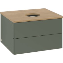 Villeroy und Boch Meuble vasque Villeroy & Boch Antao K18011HL 60 x 36 x 50 cm, plan vasque couleur chêne miel, laque mate vert feuille