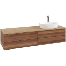 Villeroy und Boch Meuble vasque Villeroy & Boch Antao K27051HM 160 x 36 x 50 cm, percé pour robinetterie, plan vasque couleur chêne miel, noyer chaud