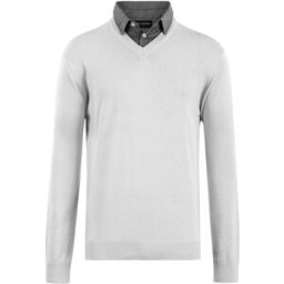 Pull-over à col chemise Milanoro pour hommes - Gris clair - Taille XXL - Coupe élégante