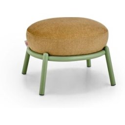 Tabouret rond en tissu doré et piètement en métal olive 48x46x37cm Drop - Meme Design