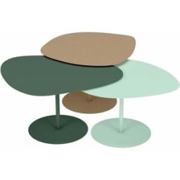 3 Tables basses gigognes sable, olive et vert d'eau Galet - Matière Grise