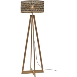 Lampadaire en bambou naturel avec abat-jour en bois noir et naturel 145x50 cm Java - Good & Mojo