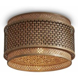 Plafonnier rond en bambou noir et naturel 40x25 cm Bhutan - Good & Mojo