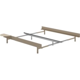 Sommier extensible en acier sable sans lattes 90-180cm et table de chevet - Moebe