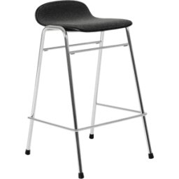 Tabouret de bar 65 cm en tissu noir et cadre argenté Touchwood - Hem