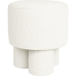 Tabouret rond en tissu blanc 40x44cm Lumo - The Cool Republic