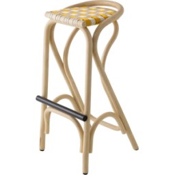 Tabouret de bar en rotin et assise jaune bouton d'or 83x44cm Virage - ORCHID EDITION