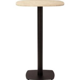 Table de bar en acier noir et plateau en travertin 68x109cm Gather - Umage