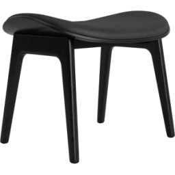 Tabouret lounge en chêne noir et rembourrage en cuir anthracite Elephant - NORR11