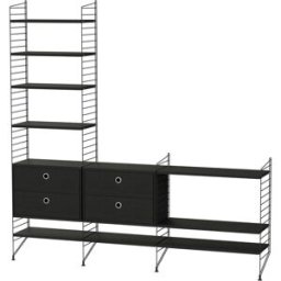 Etagère modulable en frêne et acier noir 200 x 200 x 30 cm Combinaison J - String furniture