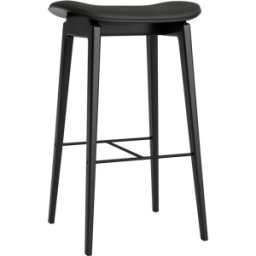 Tabouret de bar en chêne noir et rembourrage en cuir anthracite 65 cm NY11 - NORR11
